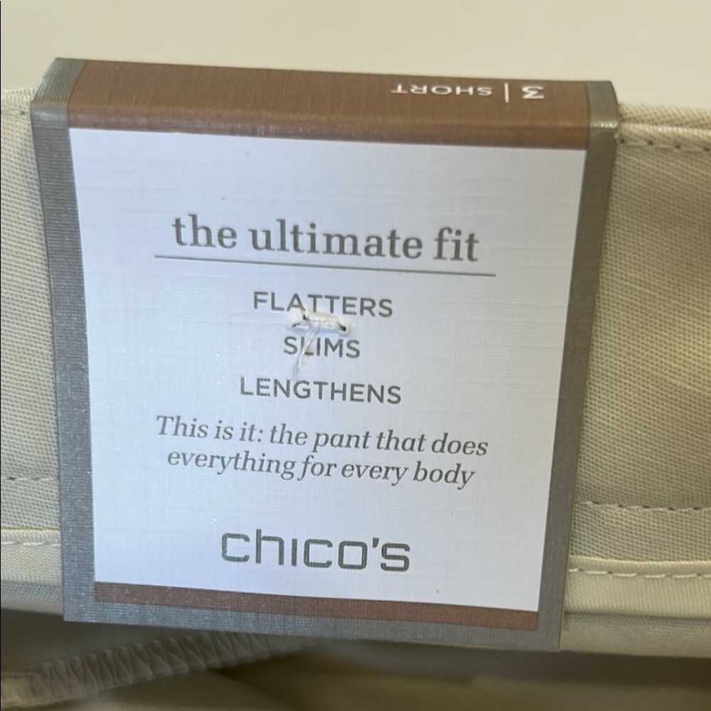 NWT $59 Chico's Beige Women's Chino Bermudas Shorts The Ultimate Fit - Picture 6 of 6